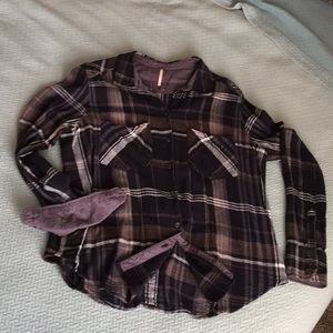Free People plaid button down top- Size Medium